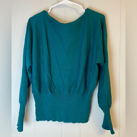 Bamboo Traders solid teal dolman long sleeve scoop neck sweater ladies large - Picture 4 of 5